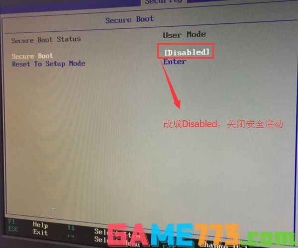 Secure Boot回车设置成Disabled