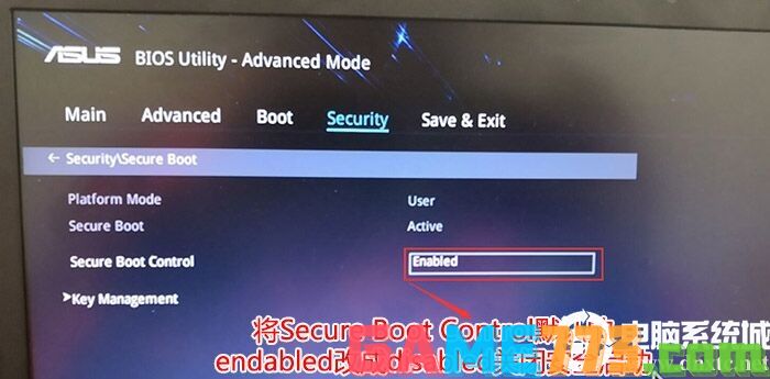 把Secure Boot control选enabled改为disabled关闭安全启动