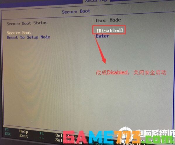 Secure Boot回车设置成Disabled