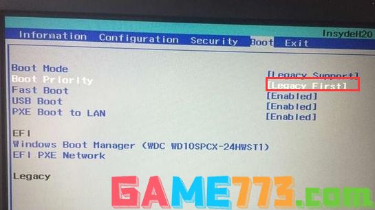 把Boot Priority设置成Legacy First