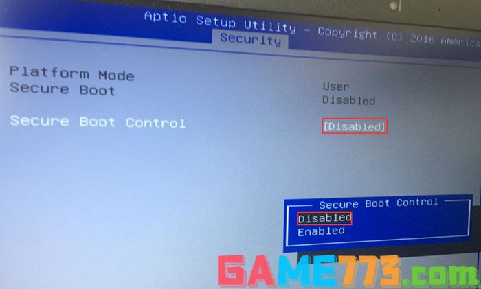 把secure boot control改成disabled 关闭安全启动