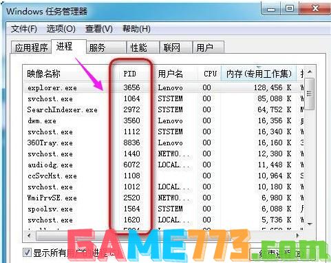 Win7任务管理器pid怎么显示出来 小编教你怎么显示出来