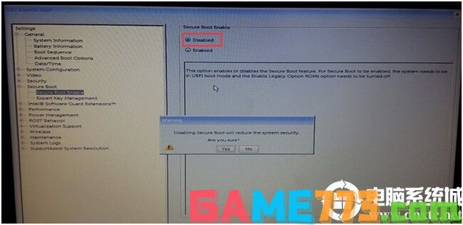 戴尔关闭Secure BOOT