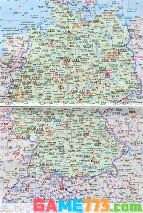德国地图高清中文版: 德国地图高清中文版：探索欧洲心脏地带的地理之美