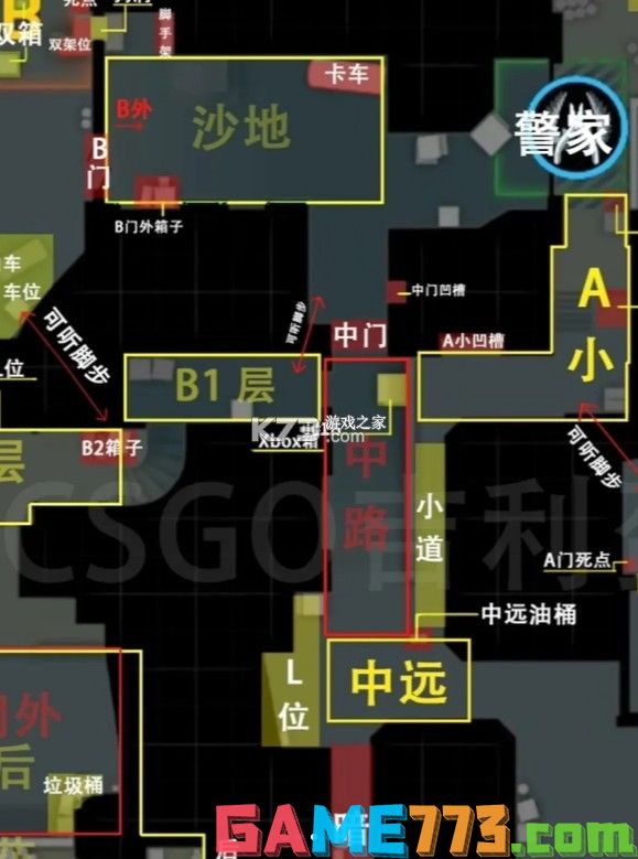 csgo炙热沙城点位图