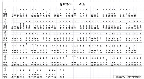 原神有何不可琴谱分享