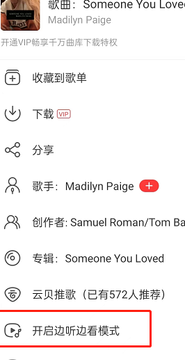 网易云音乐怎么开启边听边看模式