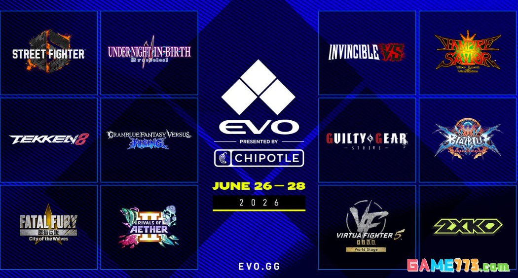 格斗游戏大赛EVO日本2026比赛游戏公布 2026年5月1日至3日举行